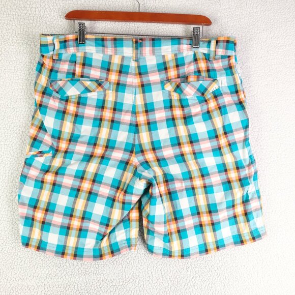 Lululemon Shorts Mens 36 Blue Pink Plaid Hybrid Swim Stretch Colorful - Picture 4 of 10